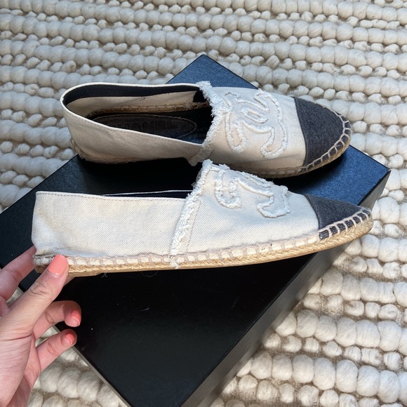 SOLD Chanel Denim Tipped Espadrilles - Picture 2 of 8